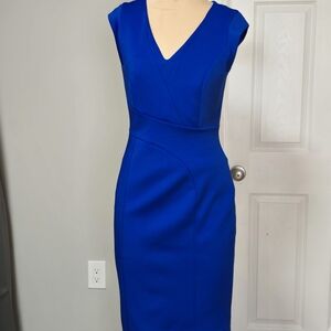 NWOT Karl lagerfeld Scuba Sheath Dress CSleek Royal Blue V-Neck Sheath Dress